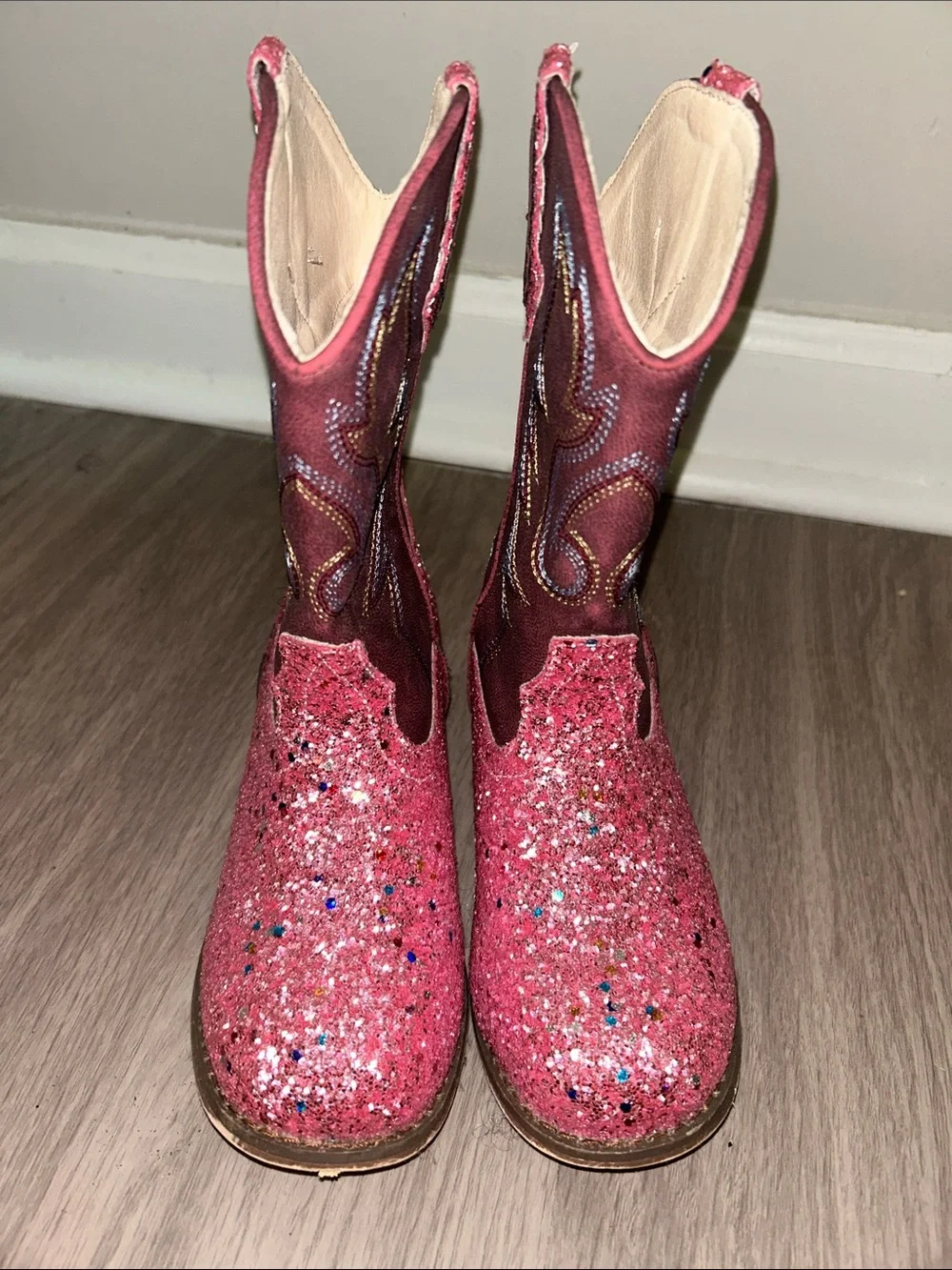 Kids Glitter Pink Western Cowboy Boots - Unbranded